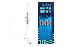 Двойной готовый поводок с кормушкой  AOHU для ловли методом Херабуна