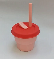 Детский силиконовый стакан-непроливайка с трубочкой, 400 мл
